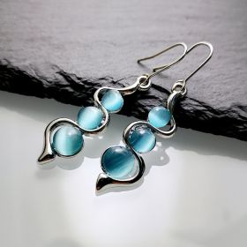 Bohemian Vintage Creative Opal Earring 925 Silver Plated Engagement Party Dangle Earring For Women Statement Jewelry