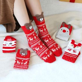 4 Pairs Fashion Christmas Cartoon Cute Socks Gift Box Mid Tube Winter Women's Socks