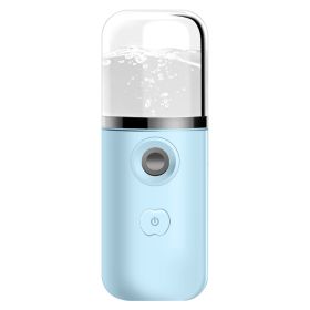 Household Handheld Face Care Beauty Spray Device Usb Nano Steaming Face Device Charging Humidifier (Color: Blue)