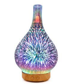 3D Glass Aroma Diffuser Colorful Lamp Humidifier Night Light (Option: A UK)