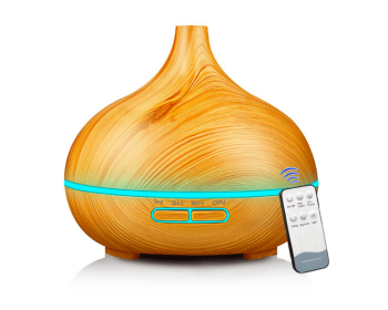 Ultrasonic Aroma Diffuser Humidifier Wood Grain (Option: Light remote control-US)