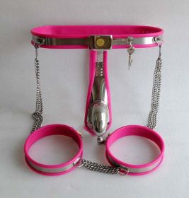 Stainless Steel T-shaped Iron Underwear (Option: Pink-Straight belt leg loop)