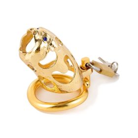 Metal Stainless Steel Male Chastity Device (Option: Gold-45MM Ring)