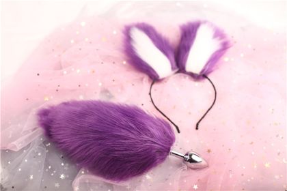 Remove Purple Tail Plush Hairpin Ears (Option: Anal plug 3.4purple and white)