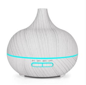 Ultrasonic Aroma Diffuser Humidifier Wood Grain (Option: White-US)