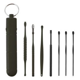 Black Ear Pick Suit 7-piece Spiral Double-headed Spring Ear Cleaning Tool Set (Option: Earpick 7 Piece Black)