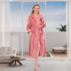 Women's Shaggy Fleece Robe Warm Plush Long Bathrobe for Women shawl collar nightgown with Pockets