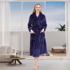 Women's Shaggy Fleece Robe Warm Plush Long Bathrobe for Women shawl collar nightgown with Pockets