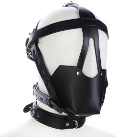 Black Leather Harness Type Head Cover (Option: Black-Leatherwear)