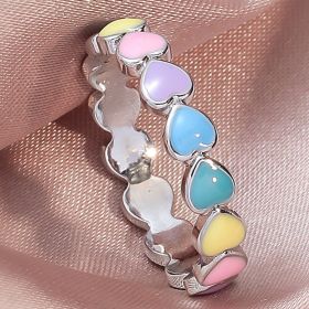 Bohemian Cute Heart Shape LOVE Ring Ladies Couple Gift (size: 9)