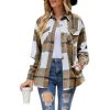 Women Plaid Shirts Flannel Shacket Jacket Coats