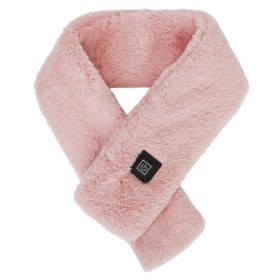 Electric Heated Scarf USB Heating Neck Wrap Unisex Winter Heated Neck Shawl (Color: Pink)