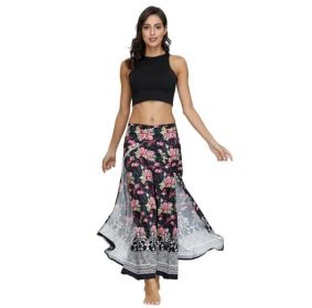 Women's Pants Elastic Waist Bohemian Hippie Gypsy Harem Palazzo Print Pants (Color: 4, size: S)