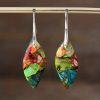 Bohemian Natural Imperial Stone Leaf Dangle Earrings