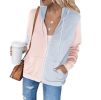 Striped Zipper Long Sleeved Hooded Sweatshirt