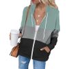 Striped Zipper Long Sleeved Hooded Sweatshirt