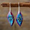 Bohemian Natural Imperial Stone Leaf Dangle Earrings