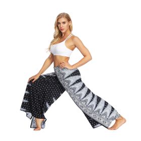 Women's Pants Elastic Waist Bohemian Hippie Gypsy Harem Palazzo Print Pants (Color: 6, size: L)