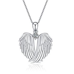 Angel Wings Necklace Guardian Angel Wings Pendant Necklace (Color: Silver)