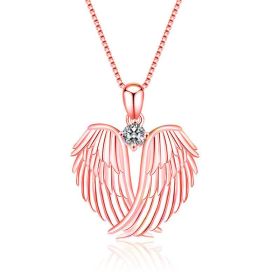 Angel Wings Necklace Guardian Angel Wings Pendant Necklace (Color: rose gold)