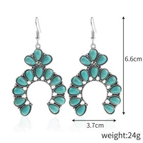 Cross border Amazon ethnic style earrings European and American turquoise vintage national style earrings set Bohemian earrings (colour: (13) E2204-7)