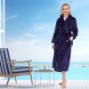 Women's Shaggy Fleece Robe Warm Plush Long Bathrobe for Women shawl collar nightgown with Pockets