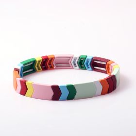 Paint Rainbow Bracelet Bohemian Style Enamel Geometric Bracelet Square Bracelet Women (Style: 4)