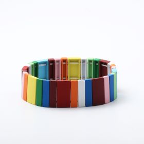 Paint Rainbow Bracelet Bohemian Style Enamel Geometric Bracelet Square Bracelet Women (Style: 3)