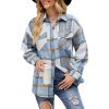 Women Plaid Shirts Flannel Shacket Jacket Coats