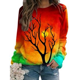 Women's Fall Winter New Hoodie Printed Round Neck Long Sleeve Loose Sweater (Color: 6, size: S)