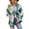 Women Plaid Shirts Flannel Shacket Jacket Coats