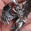 Ancient Silver Angel Wings Lovers Pendant