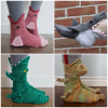 Shark Fish Chameleon Crocodile Knit Sock Cute Unisex Novelty Winter Warm Floor Knitting Sock Gifts for Woman Man