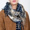 Autumn and winter scarf ladies plaid circle yarn tassel dual-use warm scarf