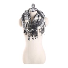 Autumn and winter scarf ladies plaid circle yarn tassel dual-use warm scarf (Color: 8)