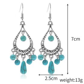 Cross border Amazon ethnic style earrings European and American turquoise vintage national style earrings set Bohemian earrings (colour: (11) E2203-3)