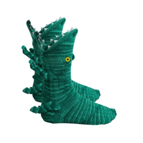 Shark Fish Chameleon Crocodile Knit Sock Cute Unisex Novelty Winter Warm Floor Knitting Sock Gifts for Woman Man (Style: Crocodile)