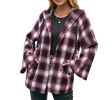 Flannel Plaid Hooded Flare Sleeve Sweatshirt Jacket