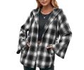 Flannel Plaid Hooded Flare Sleeve Sweatshirt Jacket