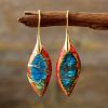 Bohemian Natural Imperial Stone Leaf Dangle Earrings