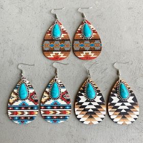 Vintage Bohemian Pine Stone Teardrop Earrings Colorful Charms Delicate Jewelry For Women Accessories 1Pair (Color: Color #1+Color #3)