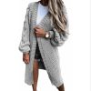 Lantern Sleeve Knitted Twist Cardigan Sweater