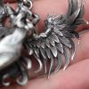 Ancient Silver Angel Wings Lovers Pendant