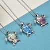 Bohemian Fire Opal Necklace For Women Silver Color Blue White Green With Large Tortoise Pendants