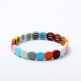 Paint Rainbow Bracelet Bohemian Style Enamel Geometric Bracelet Square Bracelet Women (Style: 1)