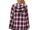 Flannel Plaid Hooded Flare Sleeve Sweatshirt Jacket