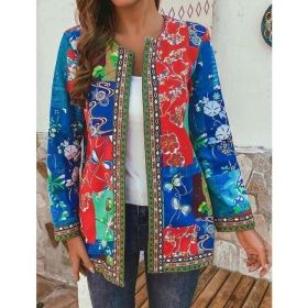 Vintage Bohemian Floral Cardigan (Color: Green, size: XXL)