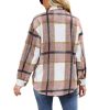 Womens Long Sleeve Plaid Shirts Flannel Lapel Button Down Shacket Jacket Coats