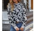 Leopard Print Drawstring Hooded Knitted Sweater