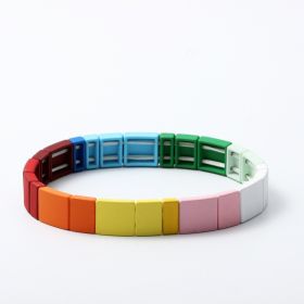 Paint Rainbow Bracelet Bohemian Style Enamel Geometric Bracelet Square Bracelet Women (Style: 2)